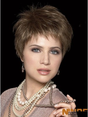 Boycuts Straight Brown Capless Style Perruques courtes