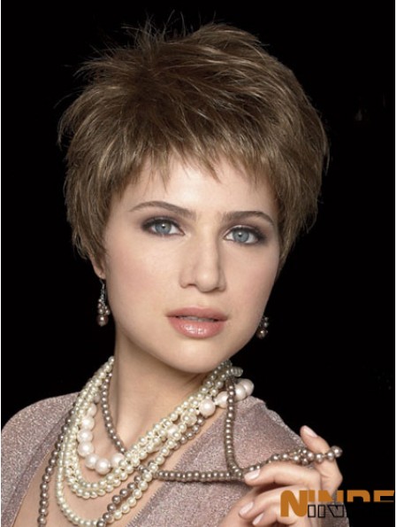 Boycuts Straight Brown Capless Style Perruques courtes