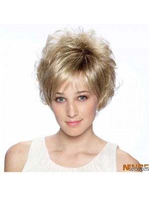 8 pouces de haute qualité bouclés en couches blonde perruques courtes