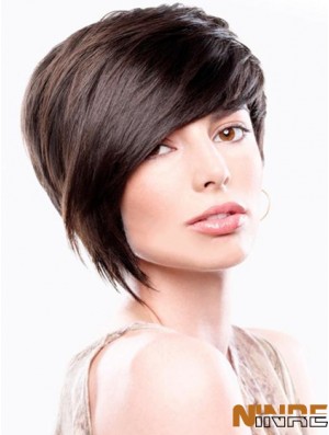 Bobs Straight Brown Capless perruques courtes élégantes