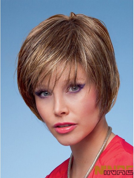 Bobs Straight Brown Capless Fashion perruques courtes