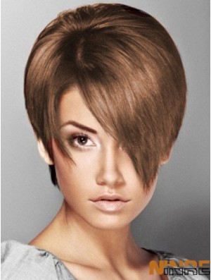 Boycuts Straight Brown Capless Soft perruques courtes