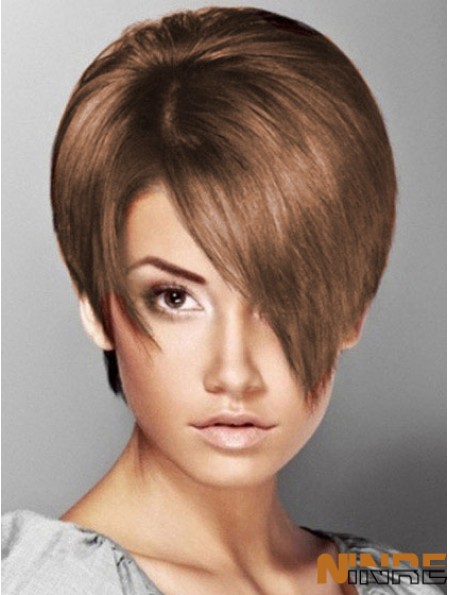 Boycuts Straight Brown Capless Soft perruques courtes