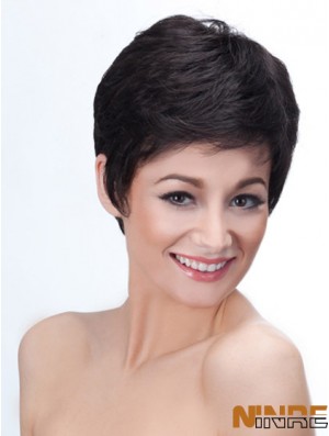 Boycuts droites noires capless bonnes perruques courtes