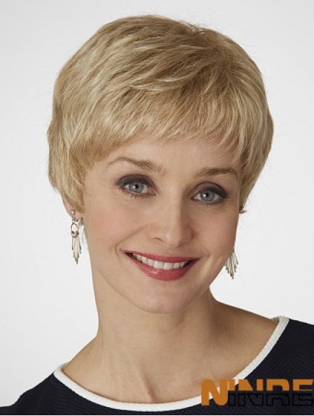 6 pouces populaires ondulés Boycuts Blonde perruques courtes