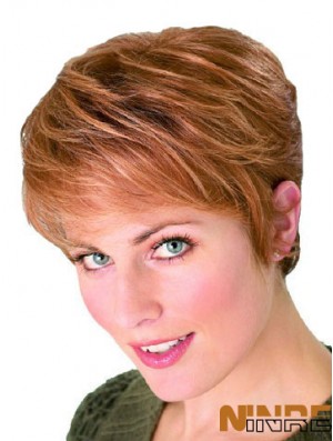 Straight Boycuts Cropped Perfect Auburn Perruques synthétiques