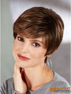Boycuts Straight Brown Capless Perfect Perruques Courtes