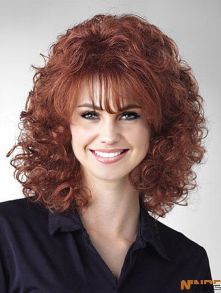 Curly Auburn Perruques classiques de longueur d'épaule durable