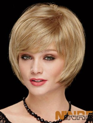 Longueur de menton Bobs 8 pouces droite blonde perruques moyennes
