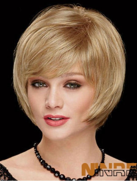 Longueur de menton Bobs 8 pouces droite blonde perruques moyennes