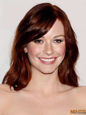 Incroyable Auburn Long Wavy 16 pouces avec Bangs  Perruques
