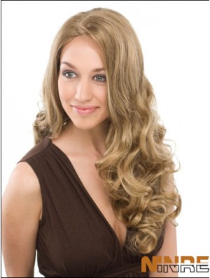 Blonde appropriée bouclée sans frange perruques longues sans bonnet