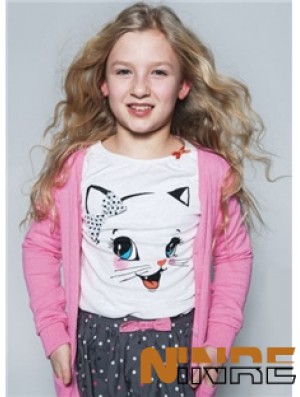 Perruques pour enfants à vendre couleur blonde 100% style ondulé attaché à la main