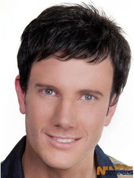 Perruques de cheveux humains remy courtes droites noires pour hommes noirs