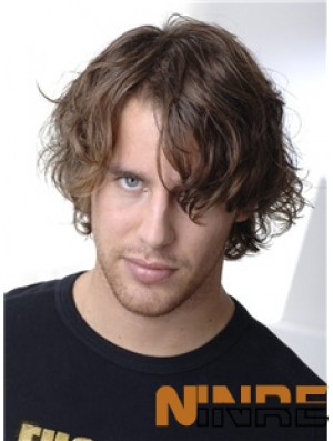 Perruques de cheveux humains pour hommes bruns noués à la main 100% UK