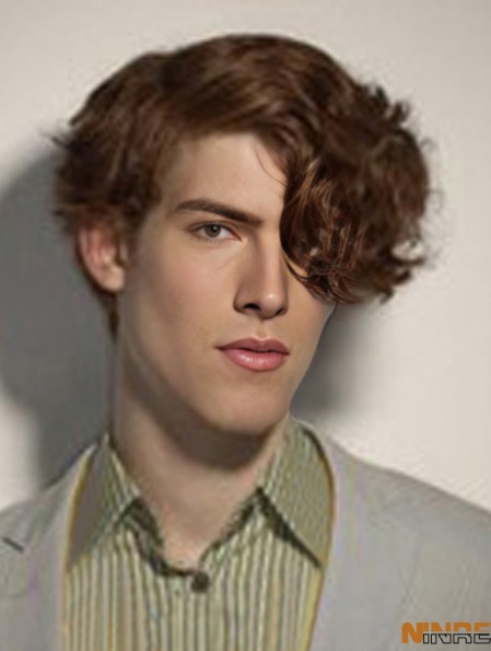 Synthétique 5  inchBrown Lace Front Wavy Court Front Lace Man Perruques