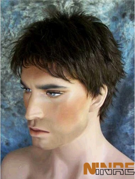 Noir 4  inchCapless Straight Synthetic Acheter Perruques Naturelles Homme