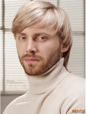 Full Lace Blonde 6  inchShort avec Bangs Costume Perruques pour hommes