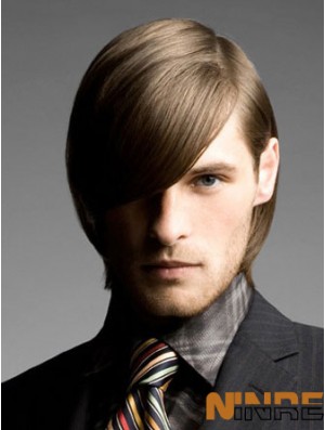 Perruque droite humaine remy de longueur de menton brun pour homme