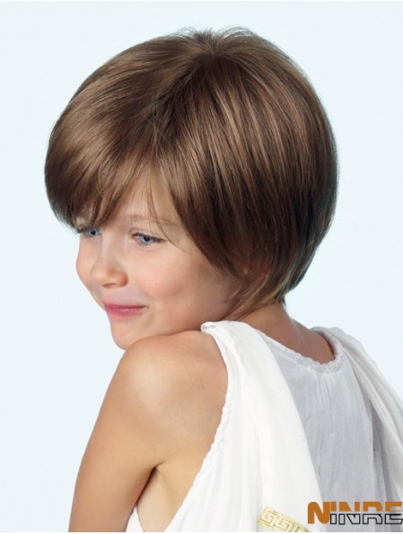 Perruque enfant avant droite en dentelle synthétique marron