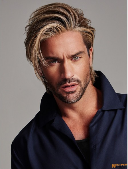 Mono 4 pouces droite blonde perruques hommes