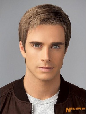 Blonde droite sans frange 4 pouces perruques pour hommes