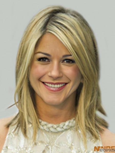 Longueur d'épaule Droite Layered Capless Blonde Incredible 14  inch Perruques