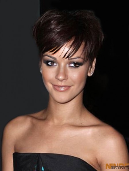Perruques de style  avec des coupes sans bonnet Longueur recadrée Couleur Auburn