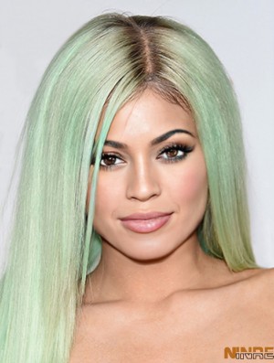Mode 18 pouces longue ligne droite sans frange capless Kylie Jenner perruques