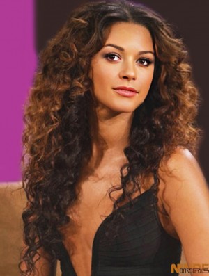 Perruque Simple pour Femme avec Full Lace Curly Style Remy Human