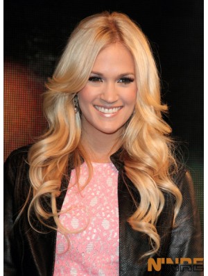 25 pouces capless synthétiques longues bouclés blonds couches perruques carrie underwood