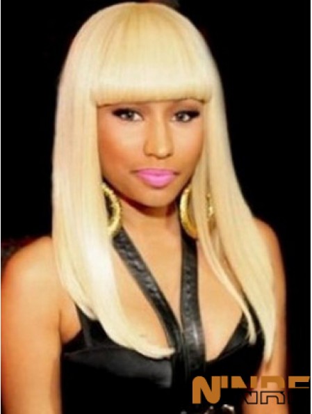 18 pouces blonde droite avec frange longues perruques sans tracas Nicki Minaj