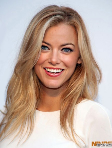 Grande blonde longue ligne droite 21 pouces sans frange  perruques