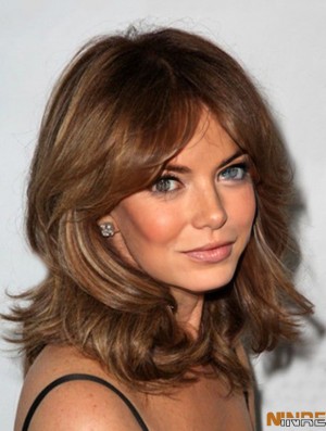 Longueur d'épaule Ondulé Layered Lace Front Brown Ideal 14 pouces  Perruques