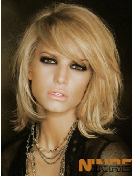 Jessica Simpson perruque blonde couleur épaule longueur avec une frange