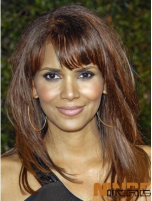 Full Lace Straight With Bangs Long Top 16 pouces Perruques