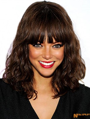 Black Wavy With Bangs Capless 16 pouces Beautiful Tyra Banks Perruques