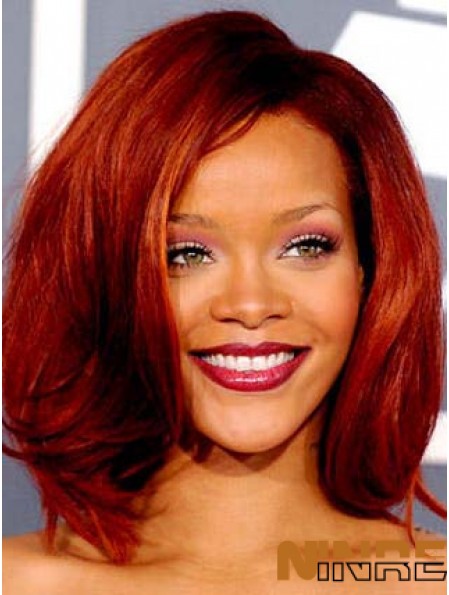 Red Wavy Without Bangs Lace Front 12 pouces New  Perruques
