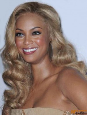 Blonde ondulée sans frange avant de lacet 18 pouces perruques incroyables de Tyra Banks