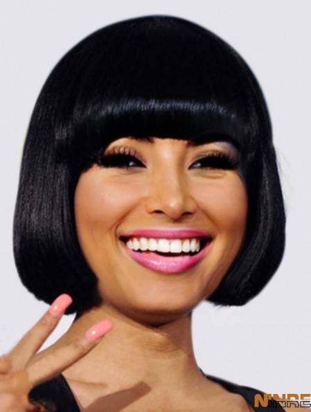 Perruques Nicki Minaj Black Straight Bobs Chin Longueur