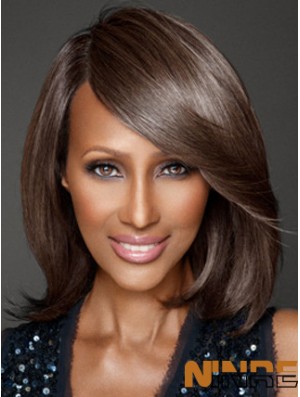 Longueur d'épaule Droite Avant de Lacet Brun 12 pouces Perruques Sassy Iman