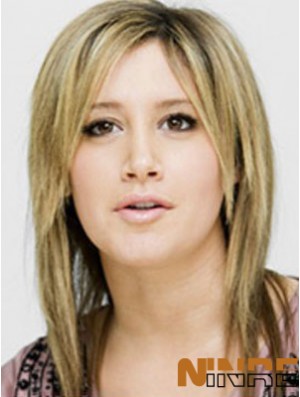 Perruque blonde moderne en couches droites de 14 pouces en couches Ashley Tisdale
