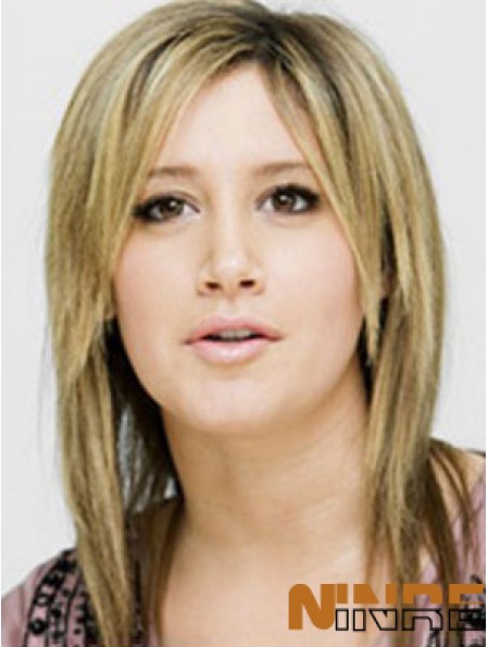 Perruque blonde moderne en couches droites de 14 pouces en couches Ashley Tisdale