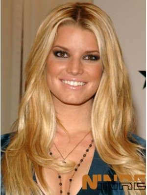 Perruques Jessica Simpson superposées blondes longues ondulées de 18 pouces