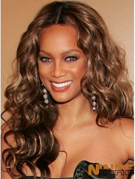 Brown Curly sans frange Lace Front 20  inchPerfect Tyra Banks perruques
