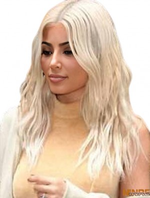 Blonde Longue Avant de Lacet 20  inchPerruques Ondulées de Cheveux Humains Remy 