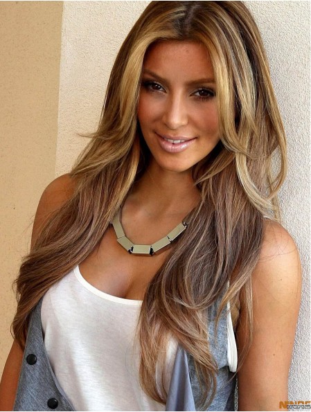 Cheveux humains remy avant de lacet 24  inchBlonde ondulée longue perruques 
