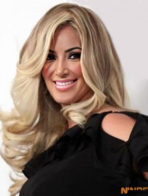 Ondulé longue blonde 20  inchcouches synthétiques avant de lacet perruques 