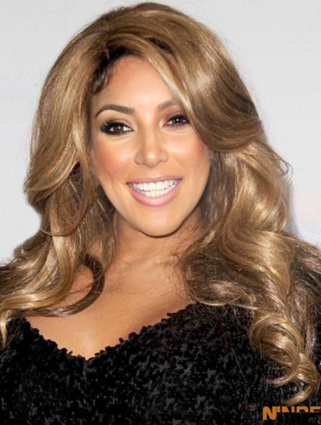 16  inchCurly capless longue blonde sans frange synthétique  perruques