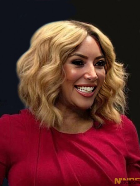 Sans Frange Wavy Lace Front Épaule Longueur Blonde 13  inchSynthétique  Perruques